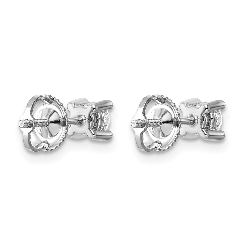 14k White Gold 1/2 carat Lab Grown Diamond VS+ F+ Round Complete Four Prong Screwback Heavyweight Stud Earrings (EM1006S-050-WLD)