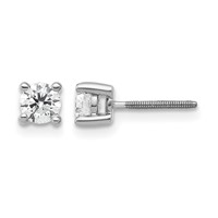 14K White Gold 0.50 Carat Certified Lab Grown Diamond VS+ F+ Round Complete Four Prong Screwback Heavyweight Stud Earrings view 1