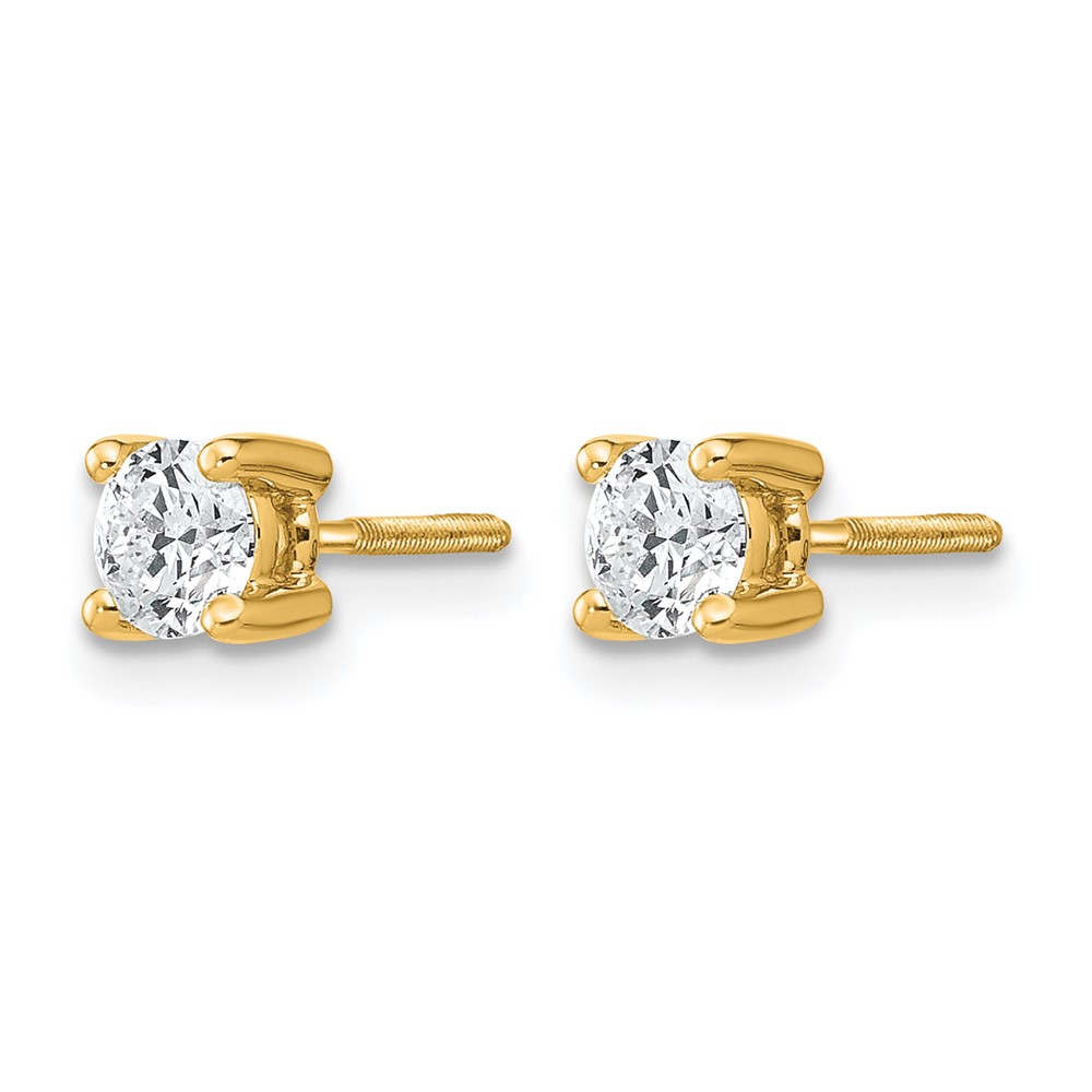 14k 1/2 carat Certified Lab Grown Diamond VS/SI+ G+ Round Complete Four Prong Screwback Heavyweight Stud Earrings (EM1006S-050C-LG)
