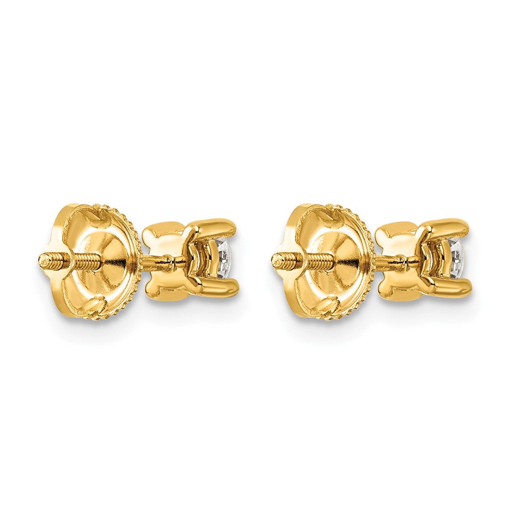 14k 1/2 carat Certified Lab Grown Diamond VS/SI+ G+ Round Complete Four Prong Screwback Heavyweight Stud Earrings (EM1006S-050C-LG)