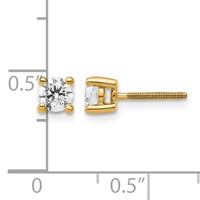 14K Yellow Gold 0.50 Carat Certified Lab Grown Diamond VS SI+ G+ Round Complete Four Prong Screwback Heavyweight Stud Earrings view 5