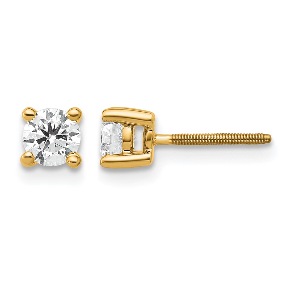 14k 1/2 carat Certified Lab Grown Diamond VS+ F+ Round Complete Four Prong Screwback Heavyweight Stud Earrings (EM1006S-050C-LD)