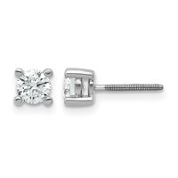 14K White Gold 0.62 Carat Certified Lab Grown Diamond VS SI+ G+ Round Complete Four Prong Screwback Heavyweight Stud Earrings view 1