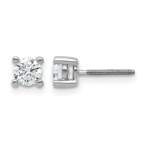 14K White Gold 0.62 Carat Certified Lab Grown Diamond VS SI+ G+ Round Complete Four Prong Screwback Heavyweight Stud Earrings