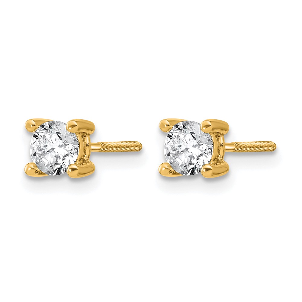 14k 5/8 carat Lab Grown Diamond VS+ F+ Round Complete Four Prong Screwback Heavyweight Stud Earrings (EM1006S-066-LD)