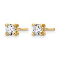 14K Yellow Gold 0.62 Carat Certified Lab Grown Diamond VS SI+ G+ Round Complete Four Prong Screwback Heavyweight Stud Earrings view 2