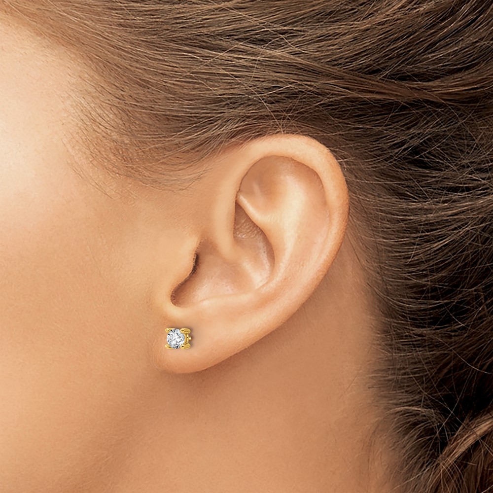14k 5/8 carat Lab Grown Diamond VS+ F+ Round Complete Four Prong Screwback Heavyweight Stud Earrings (EM1006S-066-LD)