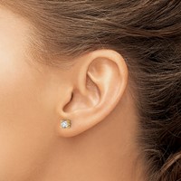 14K Yellow Gold 0.62 Carat Certified Lab Grown Diamond VS SI+ G+ Round Complete Four Prong Screwback Heavyweight Stud Earrings view 3