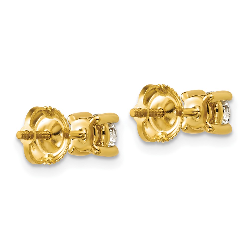 14k 5/8 carat Lab Grown Diamond VS+ F+ Round Complete Four Prong Screwback Heavyweight Stud Earrings (EM1006S-066-LD)