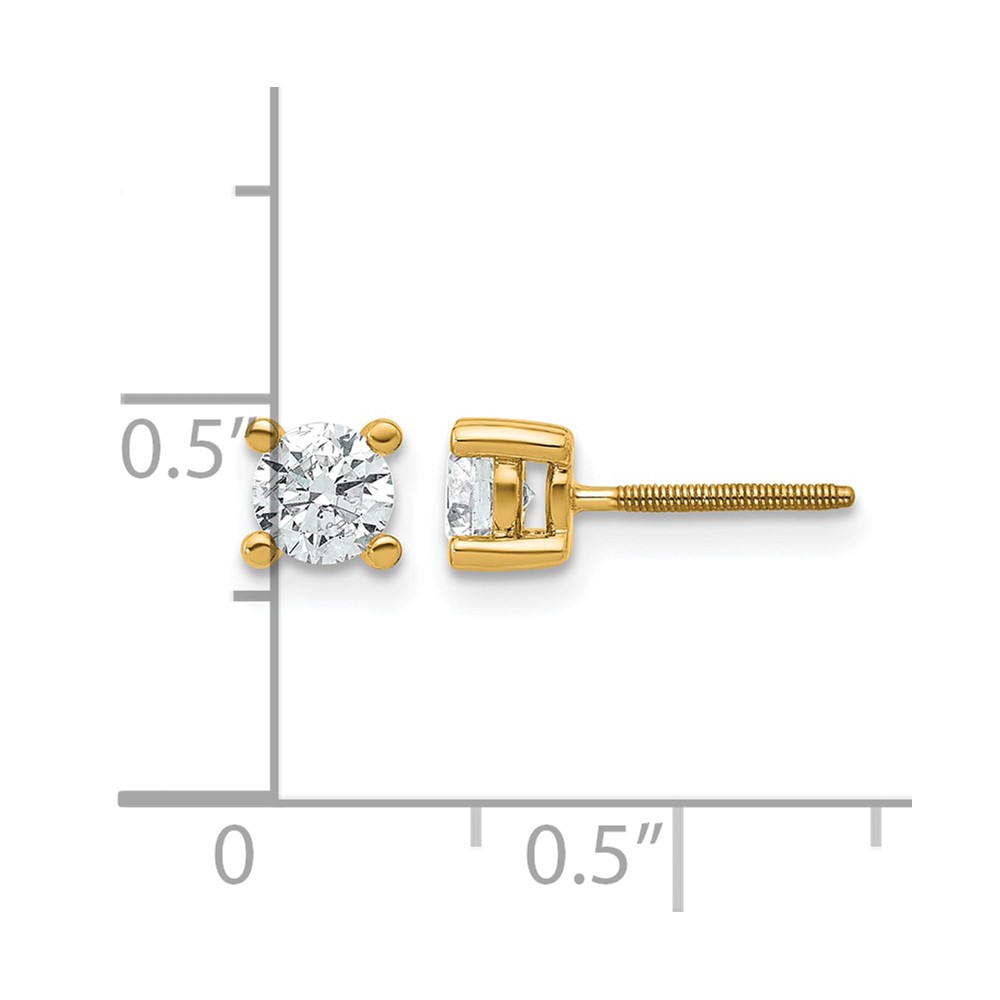 14k 5/8 carat Lab Grown Diamond VS+ F+ Round Complete Four Prong Screwback Heavyweight Stud Earrings (EM1006S-066-LD)