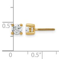 14K Yellow Gold 0.62 Carat Certified Lab Grown Diamond VS SI+ G+ Round Complete Four Prong Screwback Heavyweight Stud Earrings view 5