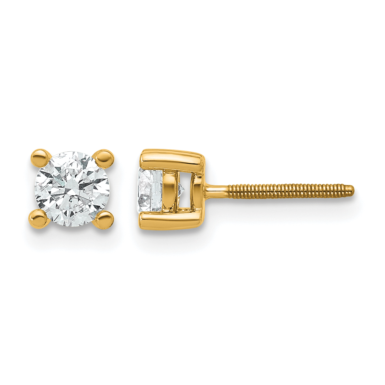 14k 5/8 carat Lab Grown Diamond VS+ F+ Round Complete Four Prong Screwback Heavyweight Stud Earrings (EM1006S-066-LD)