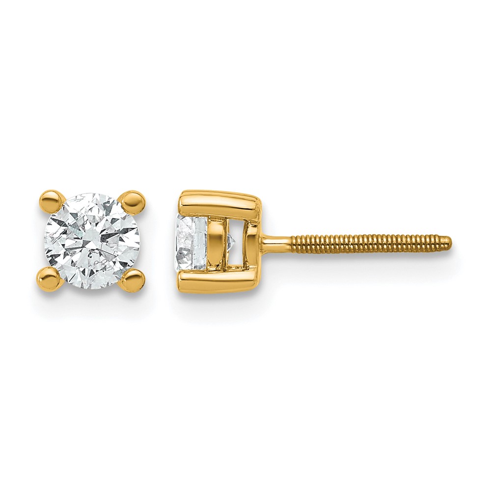 14k 5/8 carat Lab Grown Diamond VS+ F+ Round Complete Four Prong Screwback Heavyweight Stud Earrings (EM1006S-066-LD)