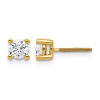 14K Yellow Gold 0.62 Carat Certified Lab Grown Diamond VS SI+ G+ Round Complete Four Prong Screwback Heavyweight Stud Earrings view 1