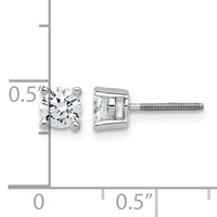 18K White Gold 0.75 Carat Lab Grown Diamond VS+ F+ Round Complete Four Prong Screwback Stud Earrings view 4