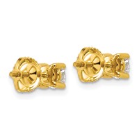 18K Yellow Gold 0.75 Carat Certified Lab Grown Diamond VS+ F+ Round Complete Four Prong Screwback Stud Earrings view 3