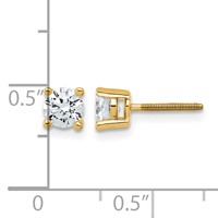 18K Yellow Gold 0.75 Carat Certified Lab Grown Diamond VS+ F+ Round Complete Four Prong Screwback Stud Earrings view 4