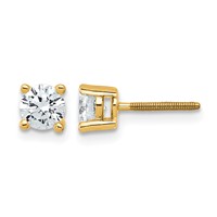 18K Yellow Gold 0.75 Carat Certified Lab Grown Diamond VS+ F+ Round Complete Four Prong Screwback Stud Earrings view 1
