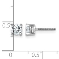 Platinum 0.75 Carat Certified Lab Grown Diamond VS+ F+ Round Complete Four Prong Screwback Stud Earrings view 4