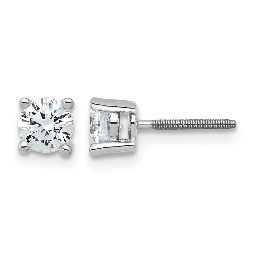 Platinum 0.75 Carat Certified Lab Grown Diamond VS+ F+ Round Complete Four Prong Screwback Stud Earrings