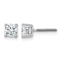 Platinum 0.75 Carat Certified Lab Grown Diamond VS+ F+ Round Complete Four Prong Screwback Stud Earrings view 1