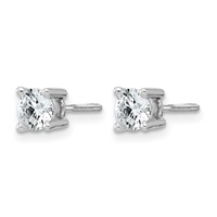 14K White Gold 0.75 Carat Lab Grown Diamond VS+ F+ Round Complete Four Prong Screwback Heavyweight Stud Earrings view 2