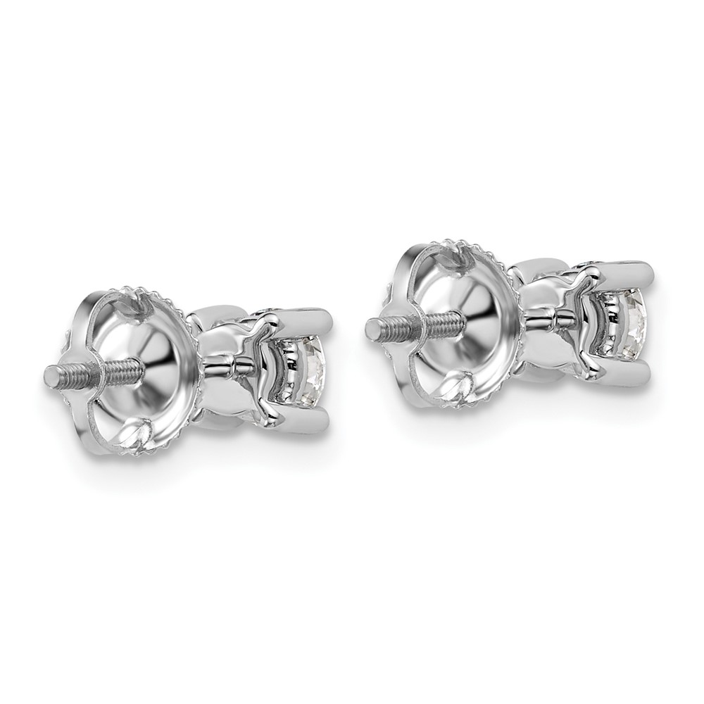 14k White Gold 3/4 carat Certified Lab Grown Diamond VS+ F+ Round Complete Four Prong Screwback Heavyweight Stud Earrings (EM1006S-075C-WLD)