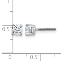 14K White Gold 0.75 Carat Lab Grown Diamond VS+ F+ Round Complete Four Prong Screwback Heavyweight Stud Earrings view 5