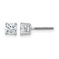 14K White Gold 0.75 Carat Lab Grown Diamond VS+ F+ Round Complete Four Prong Screwback Heavyweight Stud Earrings view 1