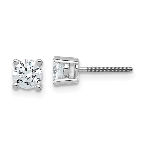 14k White Gold 3/4 ctw Lab Grown Diamond VS+ F+ Round 4 Prong Heavy Wt. Screwback Stud Earrings