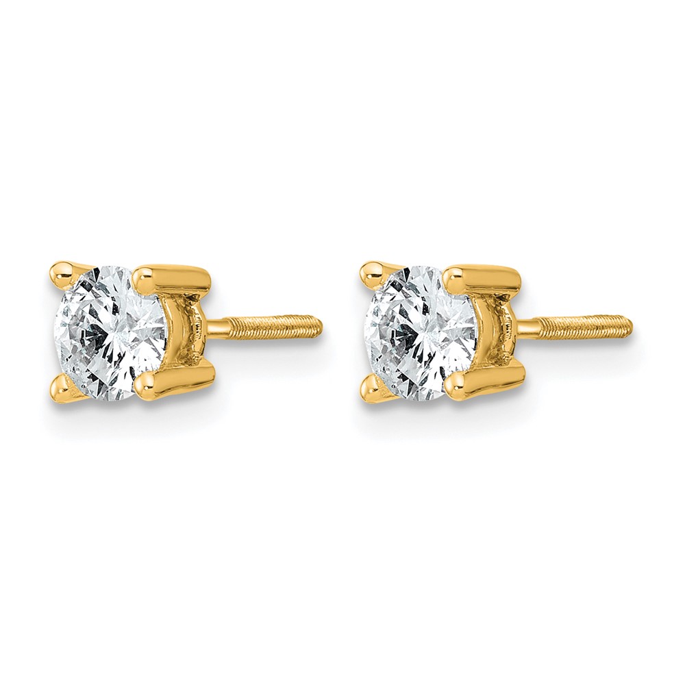14k 3/4 carat Certified Lab Grown Diamond VS/SI+ G+ Round Complete Four Prong Screwback Heavyweight Stud Earrings (EM1006S-075C-LG)
