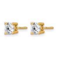 14K Yellow Gold 0.75 Carat Lab Grown Diamond VS SI+ G+ Round Complete Four Prong Screwback Heavyweight Stud Earrings view 2