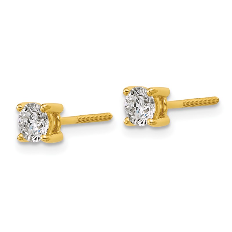 14k Yellow Gold 3/4 ctw Lab Grown Diamond VS/SI+ G+ Round 4 Prong Heavy Wt. Screwback Stud Earrings