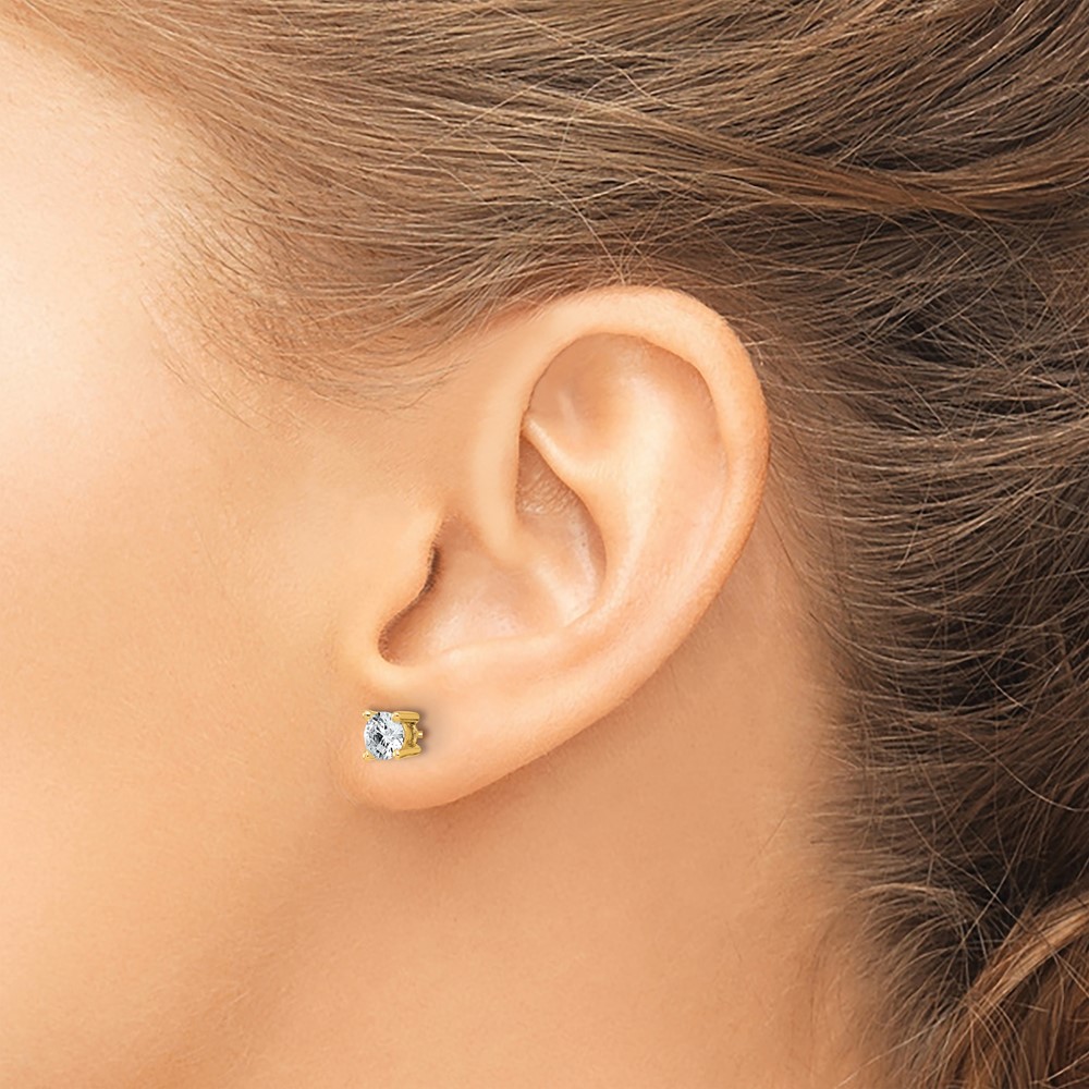 14k 3/4 carat Certified Lab Grown Diamond VS/SI+ G+ Round Complete Four Prong Screwback Heavyweight Stud Earrings (EM1006S-075C-LG)