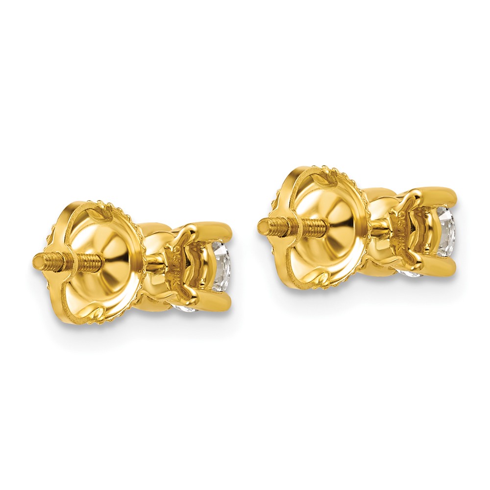 14k 3/4 carat Certified Lab Grown Diamond VS/SI+ G+ Round Complete Four Prong Screwback Heavyweight Stud Earrings (EM1006S-075C-LG)