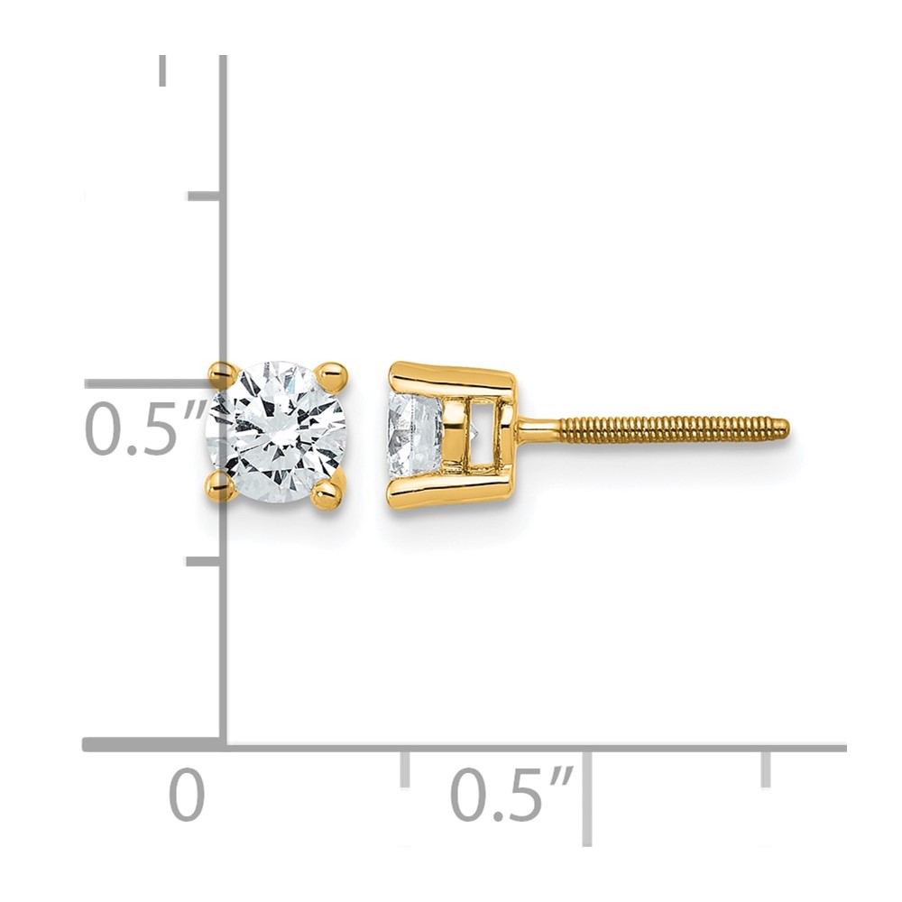 14k 3/4 carat Certified Lab Grown Diamond VS/SI+ G+ Round Complete Four Prong Screwback Heavyweight Stud Earrings (EM1006S-075C-LG)