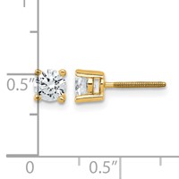 14K Yellow Gold 0.75 Carat Lab Grown Diamond VS SI+ G+ Round Complete Four Prong Screwback Heavyweight Stud Earrings view 5
