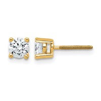 14K Yellow Gold 0.75 Carat Lab Grown Diamond VS SI+ G+ Round Complete Four Prong Screwback Heavyweight Stud Earrings view 1