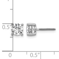 18K White Gold 1 Carat Certified Lab Grown Diamond VS+ F+ Round Complete Four Prong Screwback Stud Earrings view 5