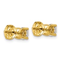 18K Yellow Gold 1 Carat Certified Lab Grown Diamond VS+ F+ Round Complete Four Prong Screwback Stud Earrings view 3