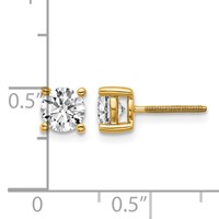 18K Yellow Gold 1 Carat Certified Lab Grown Diamond VS+ F+ Round Complete Four Prong Screwback Stud Earrings view 5