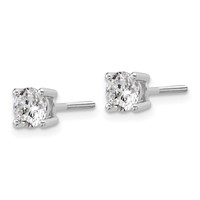 Platinum 1 Carat Lab Grown Diamond VS+ F+ Round Complete Four Prong Screwback Stud Earrings view 2