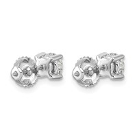 Platinum 1 Carat Lab Grown Diamond VS+ F+ Round Complete Four Prong Screwback Stud Earrings view 3