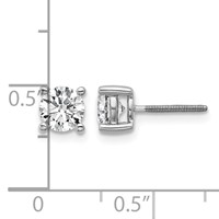 Platinum 1 Carat Lab Grown Diamond VS+ F+ Round Complete Four Prong Screwback Stud Earrings view 5