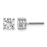 Platinum 1 Carat Lab Grown Diamond VS+ F+ Round Complete Four Prong Screwback Stud Earrings view 1