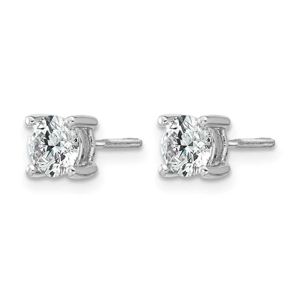 14k White Gold 1 carat Lab Grown Diamond VS+ F+ Round Complete Four Prong Screwback Heavyweight Stud Earrings (EM1006S-100-WLD)