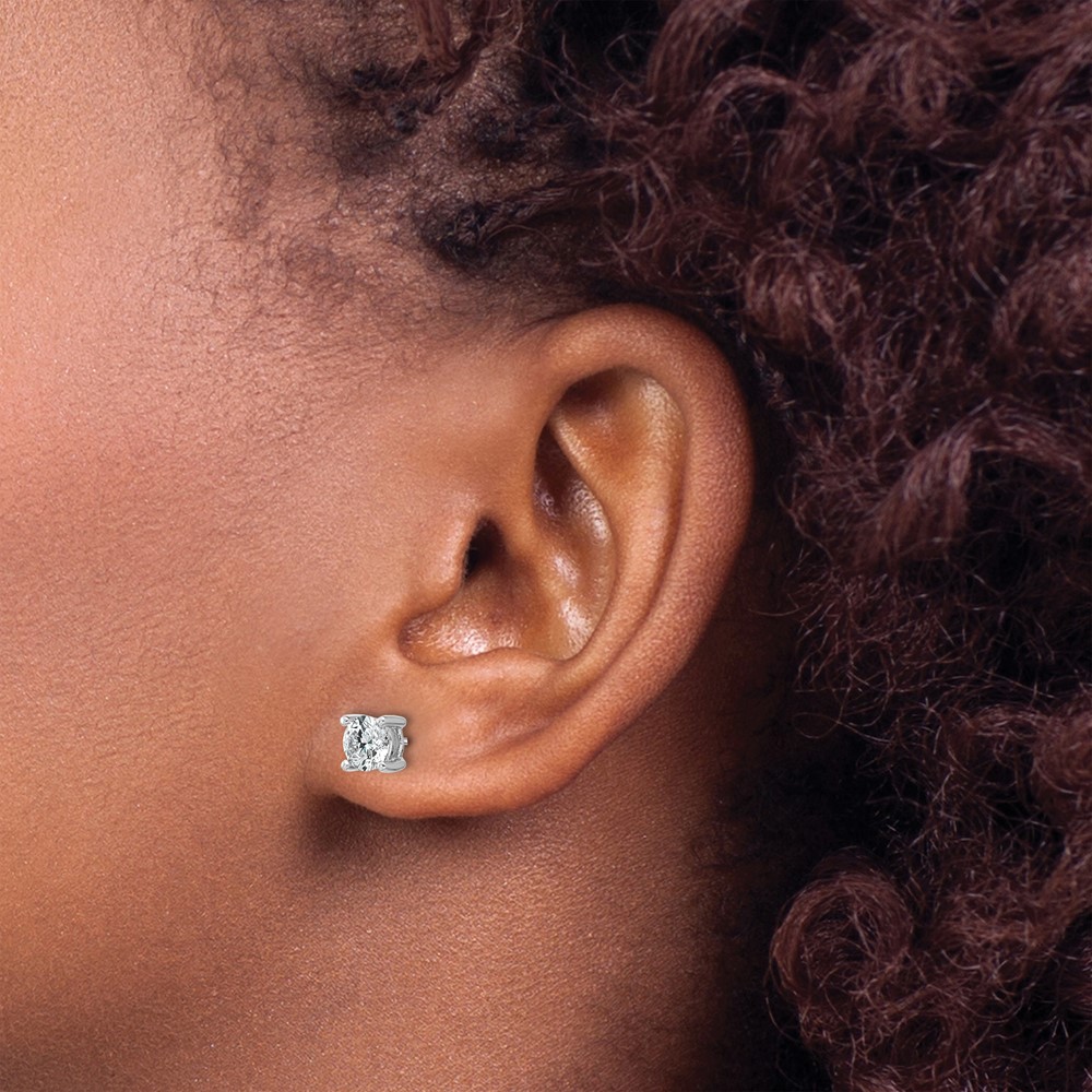 14k White Gold 1 carat Lab Grown Diamond VS+ F+ Round Complete Four Prong Screwback Heavyweight Stud Earrings (EM1006S-100-WLD)