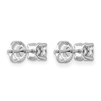 14K White Gold 1 Carat Certified Lab Grown Diamond VS SI+ G+ Round Complete Four Prong Screwback Heavyweight Stud Earrings view 4