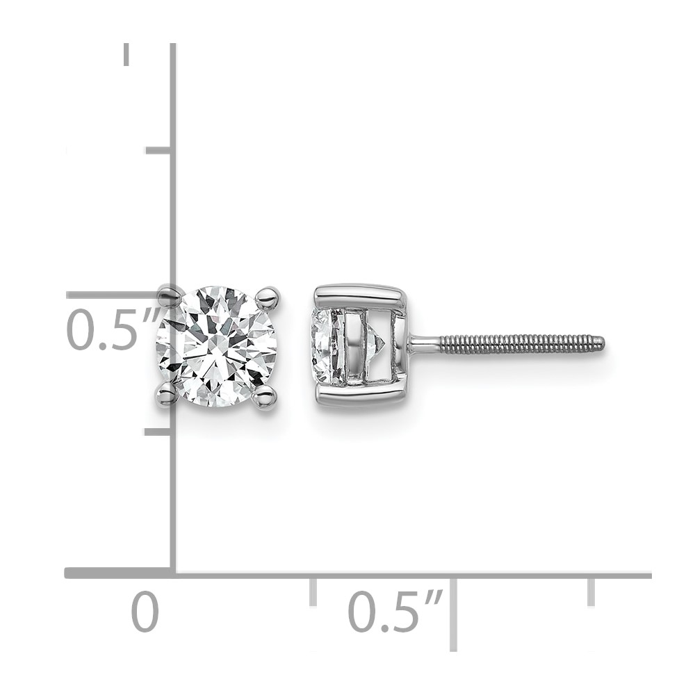 14k White Gold 1 carat Lab Grown Diamond VS+ F+ Round Complete Four Prong Screwback Heavyweight Stud Earrings (EM1006S-100-WLD)