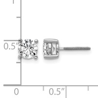 14K White Gold 1 Carat Certified Lab Grown Diamond VS SI+ G+ Round Complete Four Prong Screwback Heavyweight Stud Earrings view 5